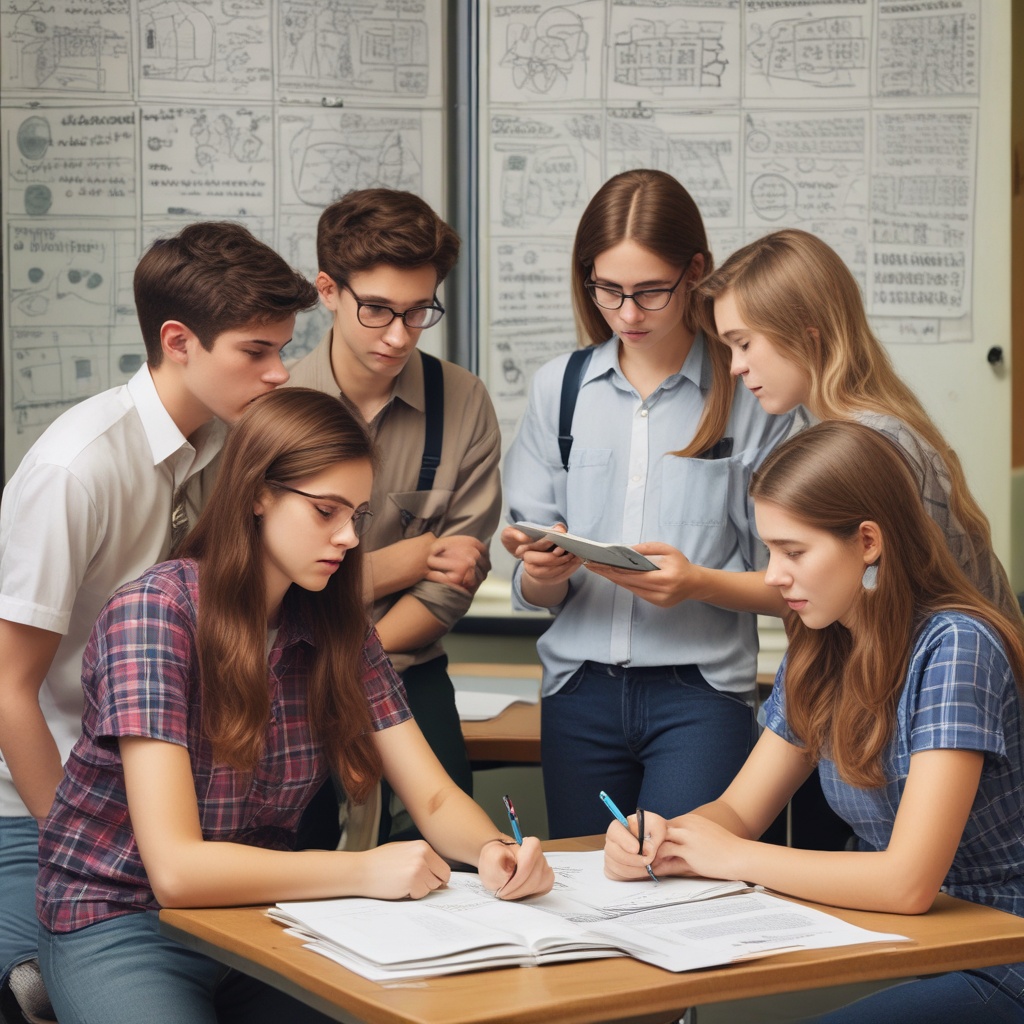 High school students brainstorming